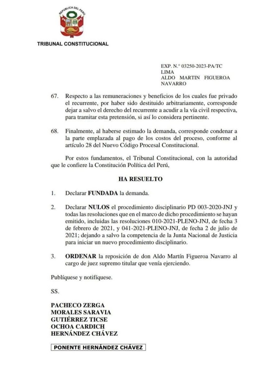 El Tribunal Constitucional anula destituciones exprés y restablece a magistrados en sus cargos