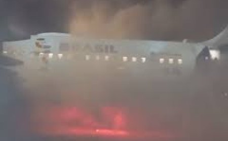 Incêndio em avião em Guarulhos  mobiliza equipes de emergência