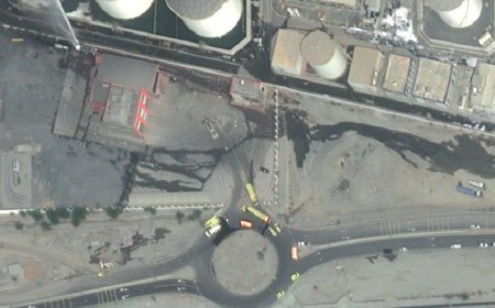 Soar Atlas satellite images reveal severe damage in the Fujairah Oil Industry Zone: tanks ablaze and one destroyed after drone incident